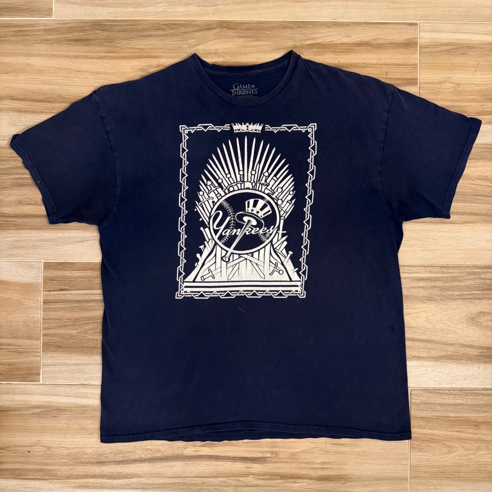 Game of Thrones New York Yankees T-Shirt XL Navy Blue Iron Throne MLB HBO
